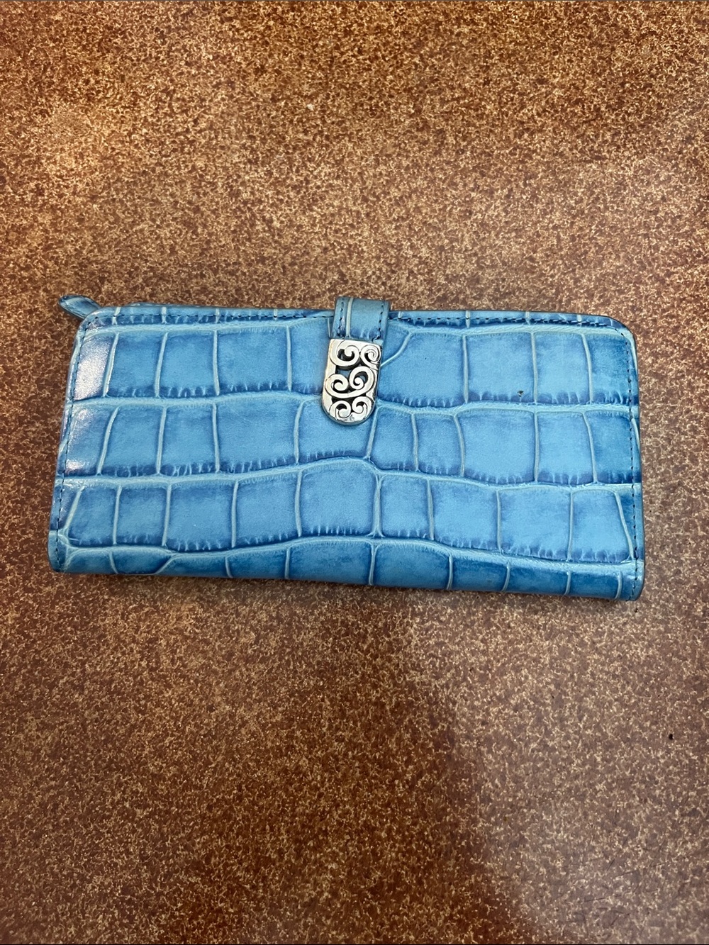 Brighton Blue Croc-Embossed Zip Wallet - Women